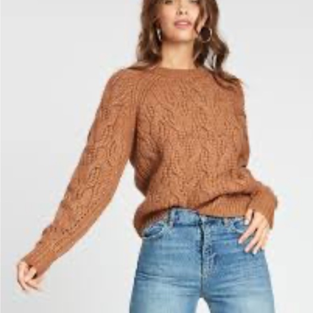 COINCIDENCE & CHANCE Cozy Cable Knit Sweater in Rich Rust Colour